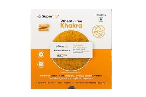 Superfills Wheat-Free (Gluten Free) Flavour Khakra Ready to Eat | 100% Natural Ingredient |Gujarati Healthy Snack | Wheat -Free | No Garlic & No Onion | (Khakhra-pudina_200gm, Pack of 4) — image 3