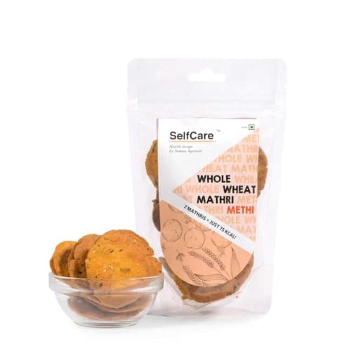 SelfCare By Suman Agarwal Whole Wheat Mathri - Methi Pack of 1 125g | Fiber-rich | Savoury - Snacks - Namkeen - Grocery | Spicy Crunchy & Chatpata - Tea time Snacking | Diabetic Jain & Travel Friendly