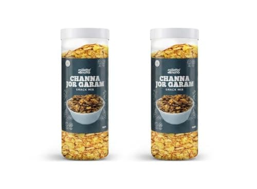 Milleto & Nutto Channa Jor Garam Snack Mix 130g | Pack of 2 | Healthy Namkeen Mix for Tea Time & Evening Snack | High Protein, Gluten Free, Crispy Roasted Chana Chur | Indian Traditional Snack for Office & Travel |