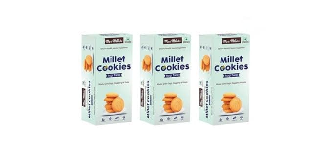 ME & MILLETS Cookies - Ragi Twist (Pack of 3, Each 75g) - Delicious Millets Biscuits, Rich In Protein & Fiber, Healthy Tea Snack (Jain Friendly) — image 3