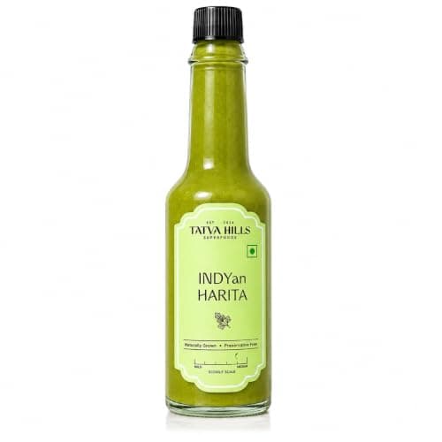 TatvaHills Superfoods INDYan Harita Green Chilli Herb Sauce | Fresh Coriander & Green Chilli Condiment | Spicy Herbal Dip for Momos, Snacks & Marinades | Preservative Free | 60g