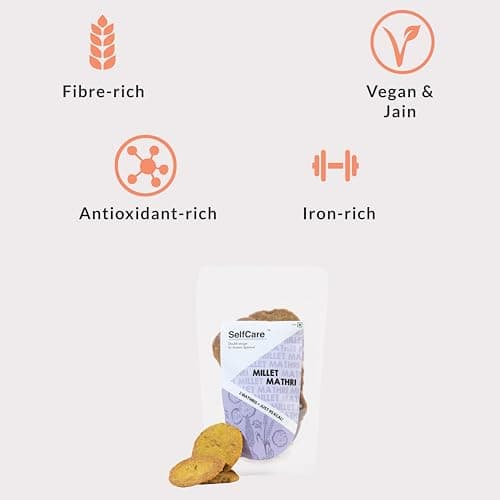 SelfCare By Suman Agarwal Millet Mathri Pack of 1 125g | Vegan - Gluten Free - Fiber Rich | Savoury - Snacks - Namkeen - Grocery | Mid Day - Workout - Tea time Snacking | Jain & Travel Friendly — image 3