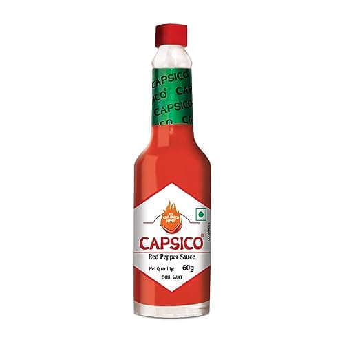 Dabur Capsico Red Pepper Sauce - 60g (Chilli Sauce) | Red Hot Sauce | For Pizza, Pasta, Sandwich & Mocktails | Made With Fresh Bhut Jolokia Pepper : Spiciest Chilli | Pure & Authentic Chilli Sauce | NO Artificial Flavours