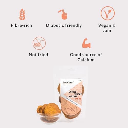 SelfCare By Suman Agarwal Whole Wheat Mathri - Methi Pack of 1 125g | Fiber-rich | Savoury - Snacks - Namkeen - Grocery | Spicy Crunchy & Chatpata - Tea time Snacking | Diabetic Jain & Travel Friendly — image 3