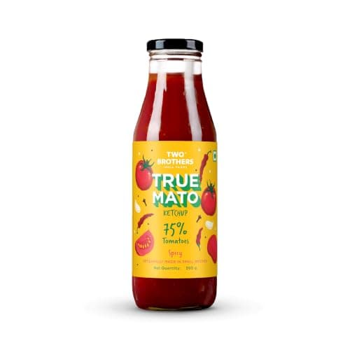 Two Brothers Truemato Ketchup - Spicy Tomato Ketchup 300g | Made with 75% Just Tomatoes | No Refined Sugar