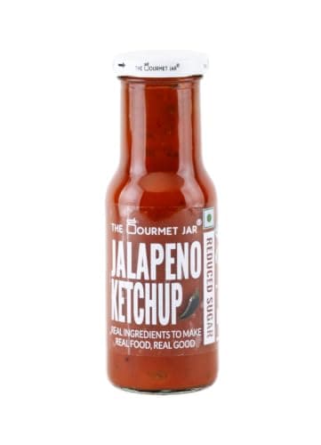 The Gourmet Jar Jalapeno Ketchup 225g| 100% Natural, No Preservatives, No Artificial Colors, No Artificial Flavouring agent| No Refined Sugar| Low Calorie| No-trans-fat| Healthy ketchup| Made with Fresh Tomatoes and Jalapenos| Homemade taste| Hot, Sweet & Spicy| Pack of 1