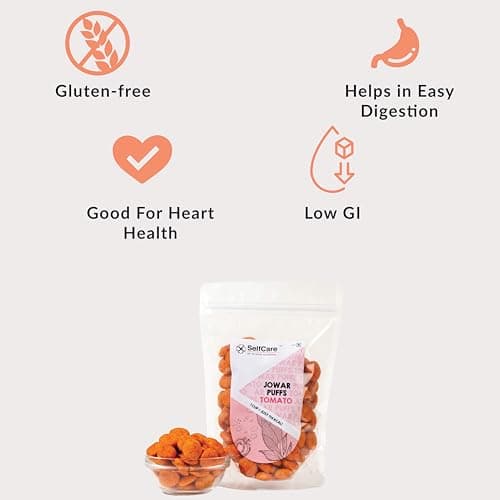 SelfCare By Suman Agarwal Jowar Puff - Tomato - 75g (Pack of 1) | Roasted | No Added Artificial Flavors or Preservatives | Savoury - Snacks - Namkeen - Grocery | Vegan - Jain - Travel Friendly | — image 3