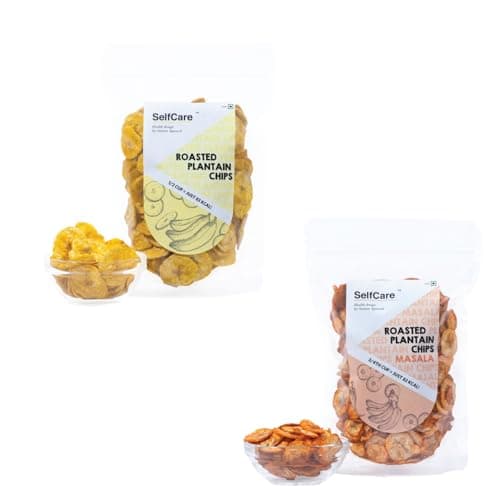 SelfCare By Suman Agarwal Roasted Plantain Chips - Plain & Masala - (Combo Pack) 125g Each| Healthy - Gluten Free | Savoury - Namkeen - Grocery | Workout - Tea time Snacking | Jain & Travel Friendly