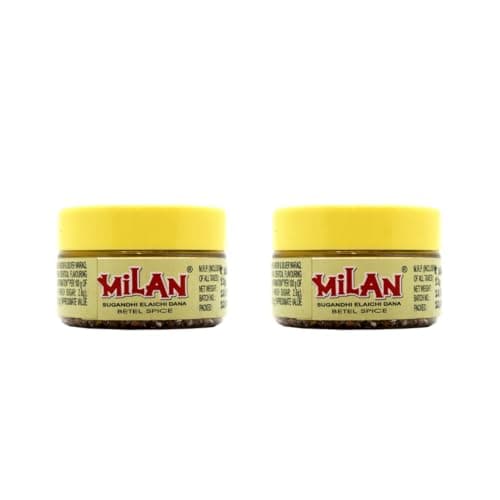 MILAN ELAICHI DANA - 2 Containers - With Silver Waraq - Fresh & Fragrant - Sweetens your mouth & cleans your breath - Convenient pack -