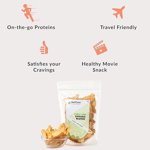 SelfCare By Suman Agarwal Roasted Chilli Lime Banana Wafers - 100 gms (Pack of 1) | Healthy - Gluten Free | Savoury - Snacks - Namkeen - Grocery | Workout - Tea time Snacking | Jain & Travel Friendly — image 3