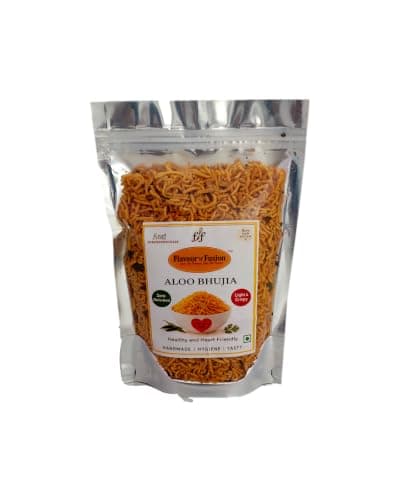 FLAVOUR N FUSION Aloo Bhujia Namkeen | Crispy and Crunchy Savoury Snack | NO Onion NO Garlic | Handmade and Hygienically Prepared | No Artificial Colors or Flavours | Freshly Packed | 500 gm — image 2