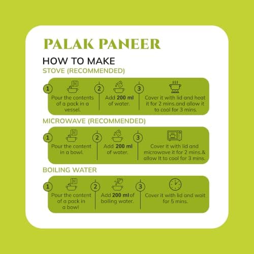BowlFul Palak Paneer, 50 GMS, Creamy Spinach Based Gravy with Cottage Cheese and No Onion or Garlic | Pure Natural, Freeze Dried Food (Pack of 3) — image 5