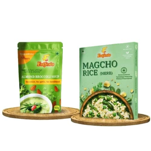 Eafesto Combo Pack – Magcho Rice (Herb) Ready to Cook & Almond Broccoli Soup Premix | No Onion No Garlic | Preservative Free | Healthy Instant Meal Combo