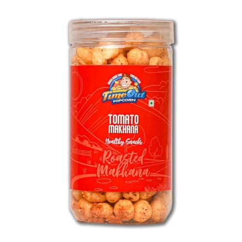 Time Out Popcorn Jain Tomato Flavour Roasted Makhana 70g, Crunchy Spicy Foxnuts