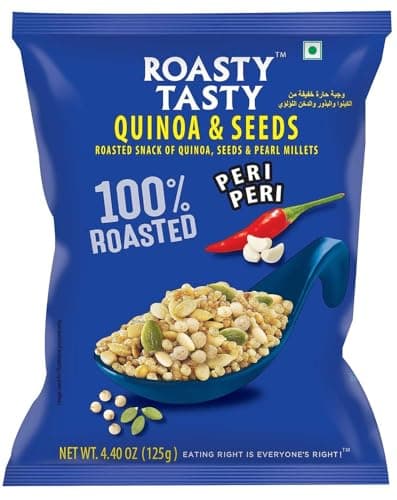 Roasty Tasty Quinoa & Seeds Peri Peri|Healthy Snacks|Roasted White Quinoa Puffs, Bajra & Seeds Mix|Rich In Protein For Adults & Kids|No Transfat|Diet Mixture|Peri Peri Masala|Roasted Namkeen|300G — image 8