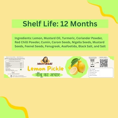 Meri Dadi Lemon Pickle 500g in Fresh | Indian Homemade Nimbu ka Achar with No Onion & Garlic | Sweet & Sour Oil-Free Pickle | Traditional Grandma-Style Recipe | Organically Processed — image 2