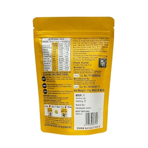 Naturally Yours Black Rice Pasta – Macaroni Made with Black Rice, Millet & Whole Wheat | High Protein, No Maida, Not Fried, No Onion No Garlic, 100% Jain Friendly | Ready in 5 Mins | 175g (PACK OF 3) — image 4