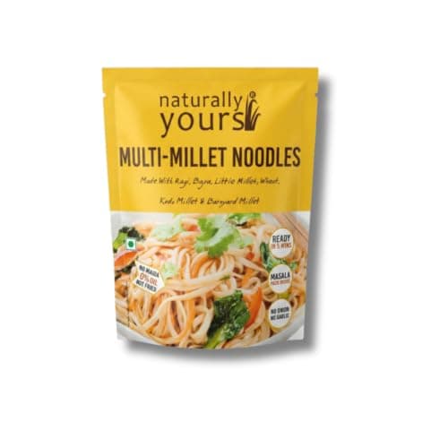 Naturally Yours Multi Millet Hakka Noodles | 6 Supergrains – Ragi, Bajra, Little, Kodo & Barnyard Millet with Whole Wheat | No Maida, Non-Fried, Vegan, Jain Friendly | Tastemaker Inside | 180g Pack