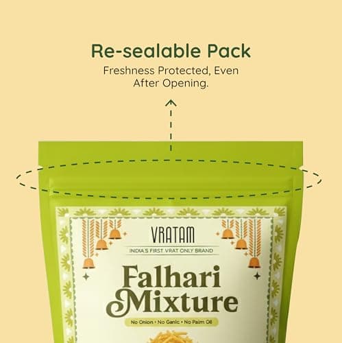 Vratam Falhari Trail Mix | Healthy Homemade Namkeen for Diet | No Onion No Garlic No Palm Oil | Guilt Free Snacks made in Groundnut Oil | Sweet and Salty Mixture for Home | 190G (pack of 1) — image 4
