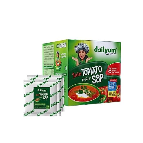 Dailyum Jain Instant Tomato Soup| 8 Single Serve Sachets | Just Boil-Stir-Sip | 12g Each Sip-A-Soup| Natural | No MSG | Pack of 2 Box | Travel friendly — image 3
