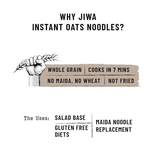 Jiwa Instant Oats Noodles | Cooks in 7 minutes | Ready to Cook | 100% Gluten Free| No Maida, No Atta | Not Fried | Gluten Free | 200 g (Pack of 2) — image 5