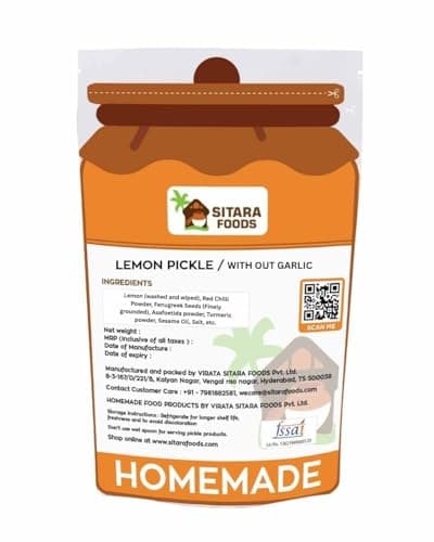 Sitara Foods Jain Lemon Pickle Lime Pickle Without GarlicMade for Jain Nimbu Achaar 250 Grams pack — image 3