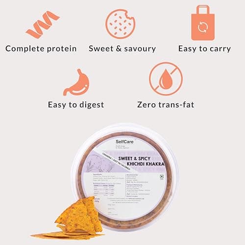 SelfCare By Suman Agarwal Sweet & Spicy Khichdi Khakhra Pack of 1 250g | Roasted-Healthy-Snacks-Crackers-Namkeen-Grocery | Crispy & Chatpata - Tae time - Eat with Dip | Jain & Travel Friendly — image 3