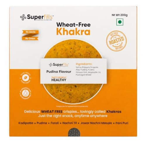 Superfills Pudina Khakhra 200g - Gluten-Free Healthy Khakra Snack