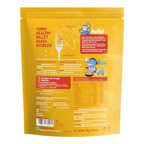 Slurrp Farm No Maida Hakka Noodles Combo, Not Fried, No MSG, Classic, Mild and Curry Masala Millet Noodles, Pack of 3 X 192 g — image 6