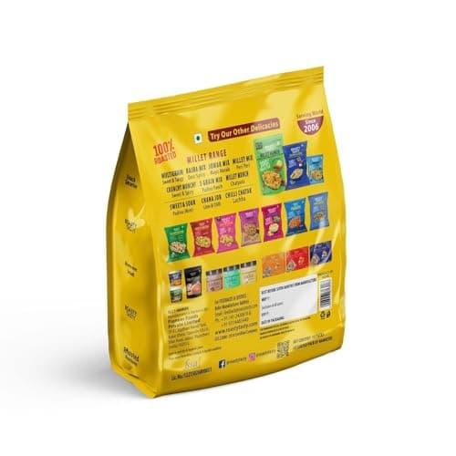 Roasty Tasty Assorted Healthy Snacks & Sweets Pack of 13 | Roasted Namkeen Snack & Millet Chikki Bar Mix | Sugar Free Chikki | Palm Oil Free Lite Namkeen | Diet Namkeen Combo for Adults | — image 2