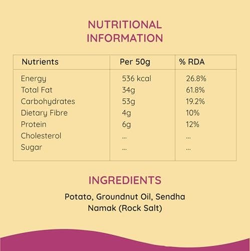 Vratam Potato Wafers | Healthy Namkeen Snacks for Diet | No Onion No Garlic No Palm Oil | Homemade Tasty Potato Chips Made in Groundnut Oil | Sendha Namak Aloo Chips 110G (pack of 1) — image 2