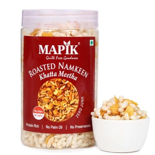 MAPIK Roasted Khatta Meetha Namkeen – Guilt Free, Baked Not Fried Snack | Sweet & Tangy Indian Mix Pack of 2-150g Each — image 8