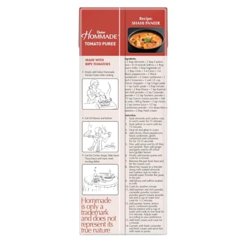 Dabur Hommade Tomato Puree : Made from Ripe Tomatoes with No Added preservatives - 200 gm — image 6