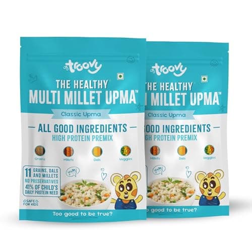 Troovy High Protein Premix | All Natural Ingredients | No Palm OIl | No Preservatives | Made with the goodneess of 10 grains (Pack of 2, Upma)