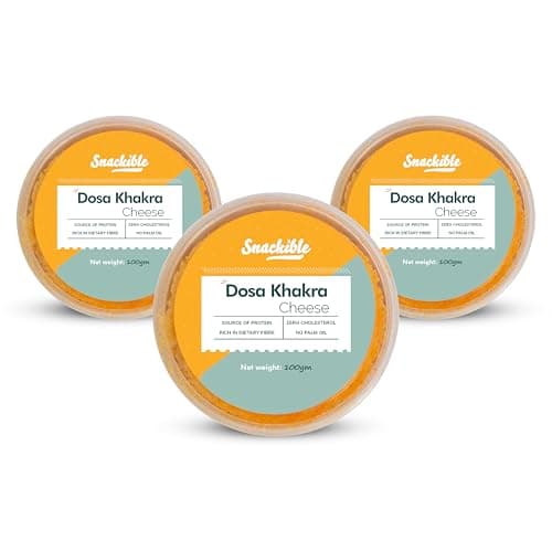 Snackible Cheese Dosa Khakra (Pack of 3) - 100gm | Healthy Snack | Millet Snack| No Palm Oil | High Fibre | Zero Transfat | Zero Cholestrol | Healthy Khakra