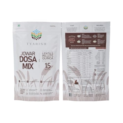 Tvarish Instant Jowar Dosa Mixes (2 * 200g) | Millet, Lentil & Quinoa based | Gluten Free | No Maida, No Preservatives, No Rice, No Baking Soda | Healthy South Indian Breakfast — image 2