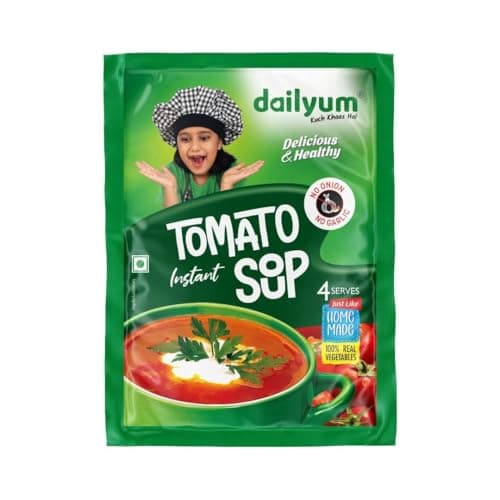 Dailyum Instant Tomato Soup 50g | No Onion No Garlic | Ready To Eat Instant Soup |100% Natural | No MSG | Gluten-free | Serves 4 | Jain | Pack of 5 — image 2