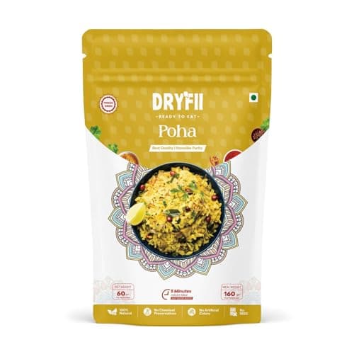 Dryfii Ready-to-Eat Instant Jain Poha | Pure Veg | Freeze Dried | No Onion, No Garlic | Rehydrated Weight 160 g