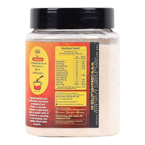 Urban Platter No Onion No Garlic Bouillon & Broth Powder, 200g (Plant-Based | Instant Vegetable Stock | Jain-Friendly | Umami-Rich) — image 2