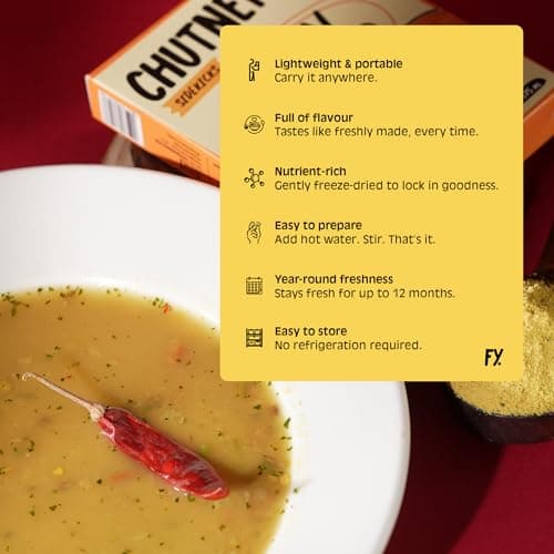 Chutnefy Tiffin Sambar | 75g Freeze-Dried Instant Dry Mix | Just Add Water to make 5-6 servings (375g) | 0% Preservatives or Additives — image 4