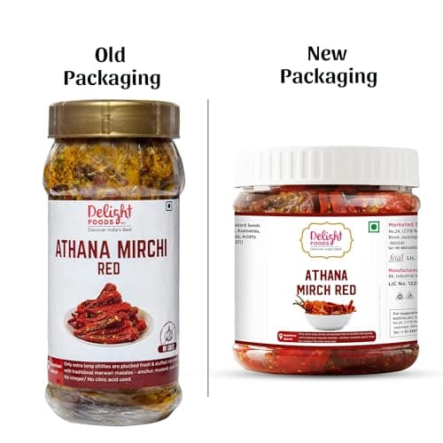 Delight Foods Athana Red & Green Mirch Pickles Achar 500g (250g X 2) | Masala Pickle | Chilli Pickle | Mustard Oil Pickle Achar | Sarso Tel | No Garlic — image 8