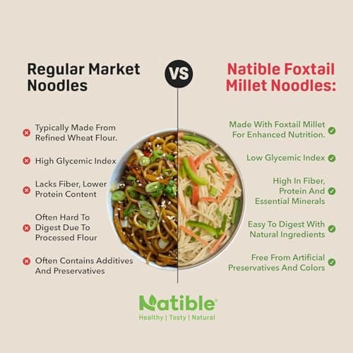 Natible Foxtail Millet Noodles I No Maida I No MSG I Not Fried I Easy & Ready To Cook Healthy Noodles (Pack of 1, 180gms, Foxtail Millet noodles) — image 5