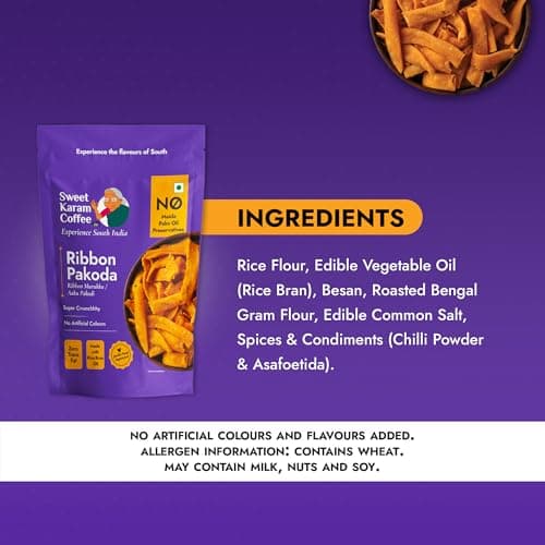 Sweet Karam Coffee’s South Indian Crunchy Combo Pack - Ribbon Pakoda & Special Madras Mixture | No Maida & No Vanaspati, Zero Trans Fat, Heart-healthy Oil | Authentic Taste of Tradition (95g Each) — image 6
