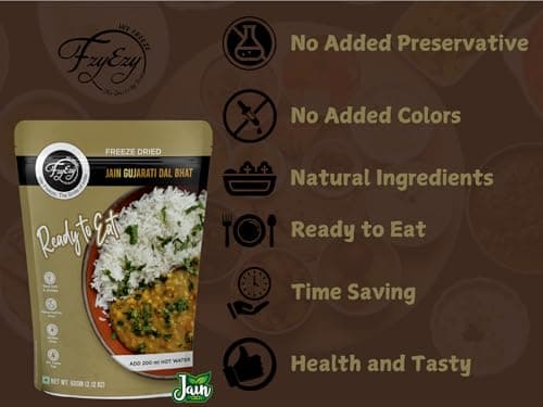 FzyEzy Freeze-Dried Jain Gujarati Dal Bhat | Authentic Jain Gujarati Culinary Experience | Traditional Satvik Ready-to-Eat Indian Meal | Gluten-Free & Preservative-Free | Nourishing, Quick-Prep Comfort Cuisine | 60g Pack — image 6