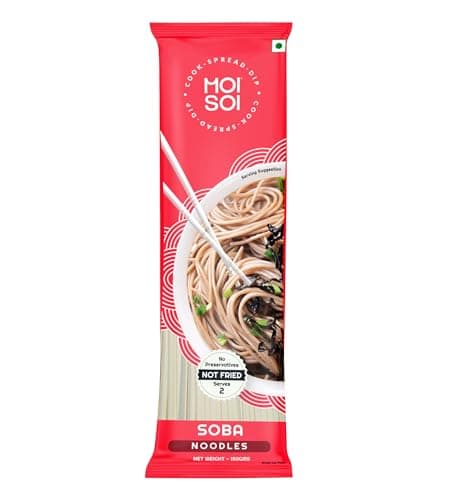 MOI SOI® Healthy Soba Noodles | Made with 30% Buckwheat Flour & 55% Whole Wheat | No Maida, Not Fried | 100% Natural | No Artificial Preservatives or MSG | 150gms (Pack of 1)