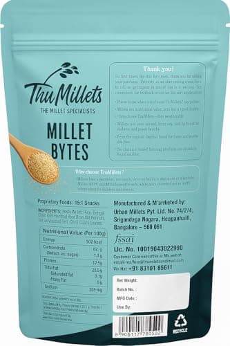 Trumillets Healthy Millet Namkeen Snacks Combo, 25g (Pack of 5),High In Protein,Calcium,Iron,Fibre,No Palm Oil, No Cholesterol, Gluten-Free | Murukku, Bites, Nippatu, Kodbale, Thengol,Keto-Friendly — image 3