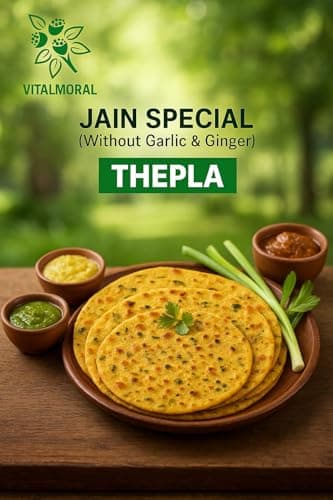 Mouthmelt Jain Special Thepla Pack of 8 | Ready to Eat,Rosted, Not Fried | without Garlic & Ginger | 3 Month Shelf Life- Free Green Chutney - Gujarati Snack (200G x 8 Packets, 6 pcs in 1 pack) - 1600 Grams — image 3
