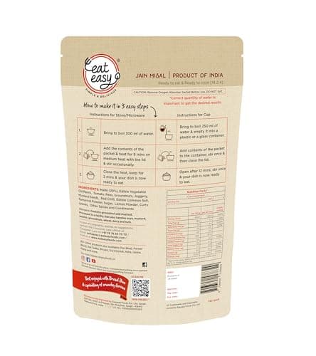 Eat Easy Ready To Eat Jain Misal, 90gm of 1 Pack, Instant Food, Indian Meal, Travel Food, No Preservatives, No Added Artificial Colours & Flavours, Just Add Water and Cook (Pack of 4) — image 2