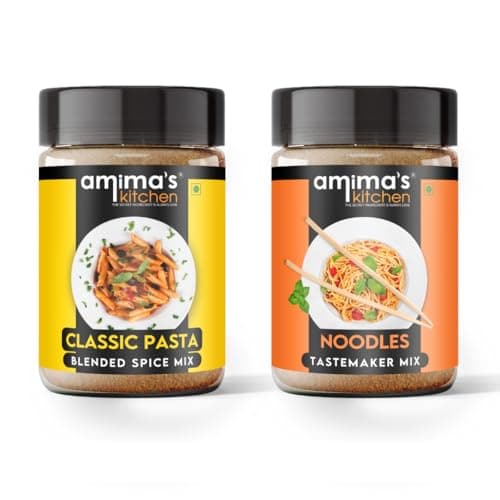 Amima's Kitchen Combo Of Classic Pasta Spice Mix & Noodles Tastemaker Jain Spice Mix (No Onion No Garlic) – 100 Grams (Pack of 2) | Blended Spice Mix | Pure & Hygiene | For Healthy Cooking | No Synthetic Flavour & Color