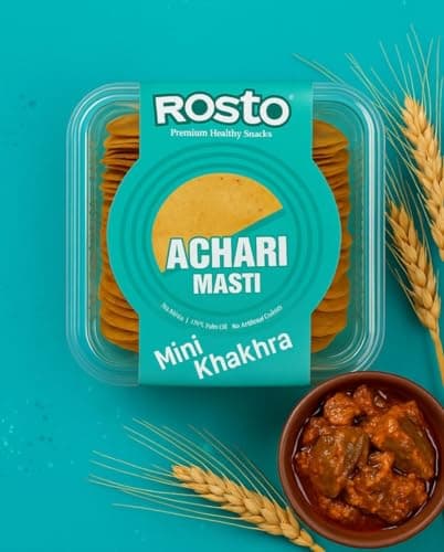 India's Best Brand Rosto Achari Masti Mini Khakhra, Roasted, No Palm Oil, No Artificial Colour, No Onion No Garlic, 200 g (Pack of 2) Total 400g — image 4